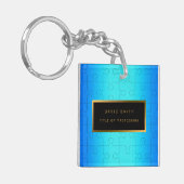 Elegant 2u1 Royal Blue Metal Visitekaartje en Sleutelhanger (Voorkant Links)