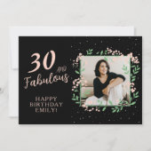 Elegant 30 and Fabulous Flower 30th Birthday Photo Kaart (Voorkant)