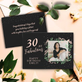 Elegant 30 and Fabulous Flower 30th Birthday Photo Kaart