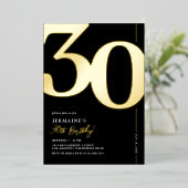 Elegant 30 e 30e verjaardag Folie uitnodiging (Staand Voorkant)