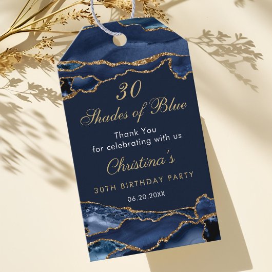 Elegant 30 Shades of Blue Birthday Party Cadeaulabel