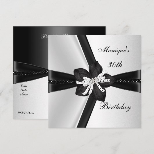Elegant 30e verjaardag Black White Polka Dot Kaart (Voorkant / Achterkant)
