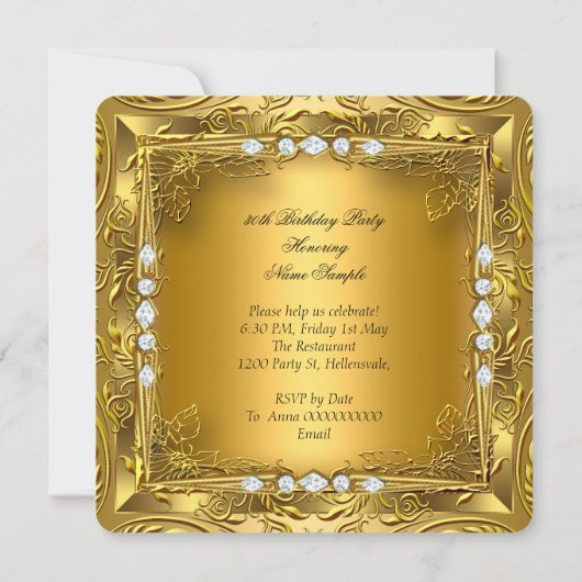 Elegant 30e verjaardag Elite Gold Diamonds Kaart (Achterkant)