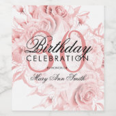 Elegant 30e verjaardag Floral Roos Gold Wijn Etiket (Enkel label)