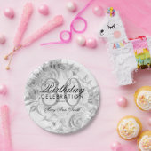 Elegant 30e verjaardag Floral Silver White Papieren Bordje (Feest)