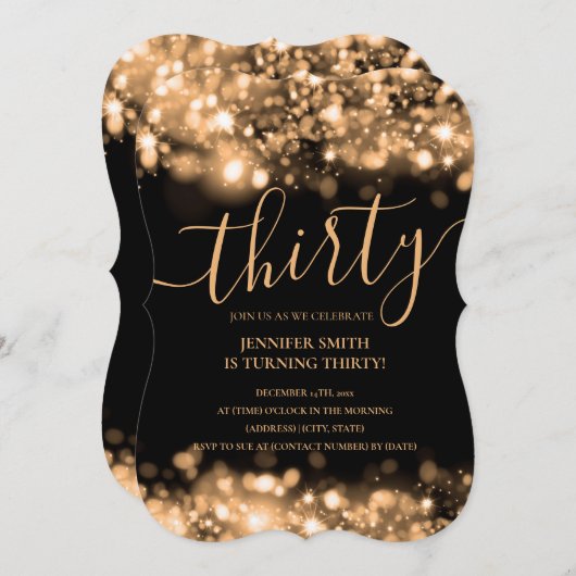 Elegant 30e verjaardag Gold Glam Licht Kaart (Voorkant / Achterkant)