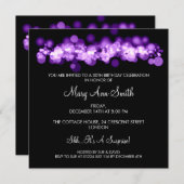 Elegant 30e verjaardag Paarse Bokeh-lichten Kaart (Voorkant / Achterkant)