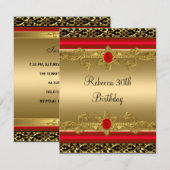 Elegant 30e verjaardag Rich Red  Gold Kaart (Voorkant / Achterkant)