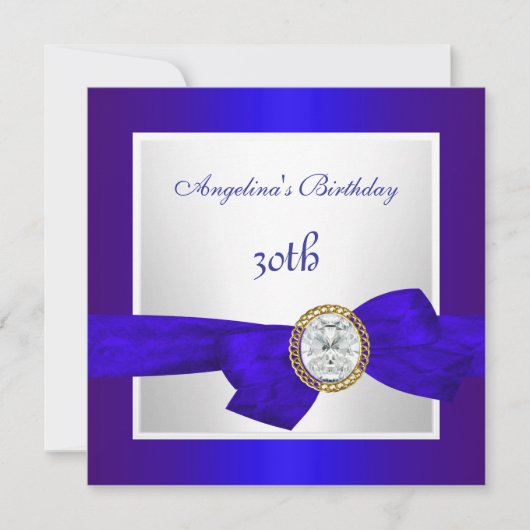 Elegant 30e verjaardag Royal Blue Diamond Kaart (Voorkant)
