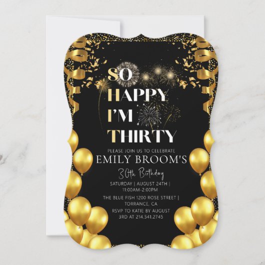 Elegant 30e verjaardag viering zwart Elegant Kaart (Voorkant)