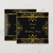 Elegant 30th Birthday Black Gold Art Deco Kaart (Voorkant / Achterkant)