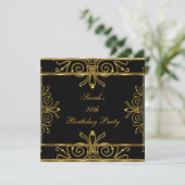 Elegant 30th Birthday Black Gold Art Deco Kaart (Staand voorkant)