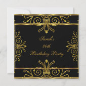 Elegant 30th Birthday Black Gold Art Deco Kaart (Voorkant)