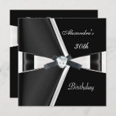 Elegant 30th Birthday Black White Bow Kaart (Voorkant / Achterkant)