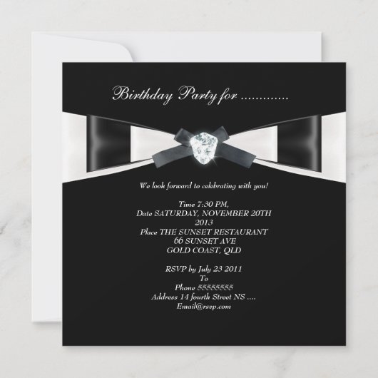 Elegant 30th Birthday Black White Bow Kaart (Achterkant)