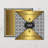 Elegant 30th Birthday Black White en Gold Kaart (Voorkant / Achterkant)