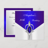 Elegant 30th Birthday Exotic Blue Silver Jewel Kaart (Voorkant / Achterkant)