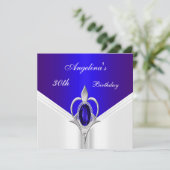Elegant 30th Birthday Exotic Blue Silver Jewel Kaart (Staand voorkant)
