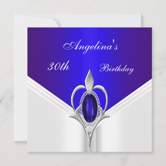 Elegant 30th Birthday Exotic Blue Silver Jewel Kaart (Voorkant)