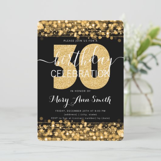 Elegant 30th Birthday Glitter Sparkles Gold Kaart (Staand voorkant)