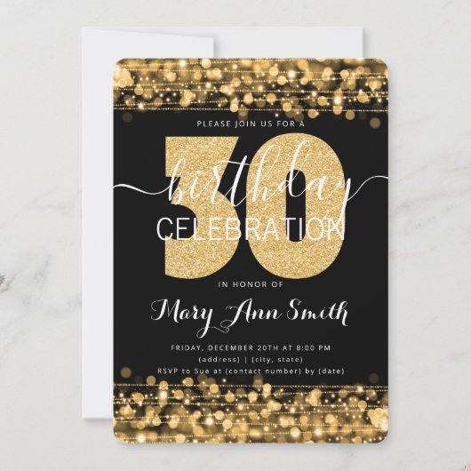 Elegant 30th Birthday Glitter Sparkles Gold Kaart (Voorkant)