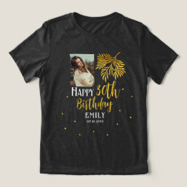 Elegant 30th Birthday Gold Foliage Photo Party Tri-Blend Shirt