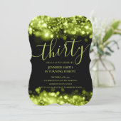 Elegant 30th Birthday Green Glam Lights Kaart (Staand voorkant)
