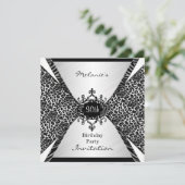 Elegant 30th Birthday Leopard Zebra Black White Kaart (Staand voorkant)