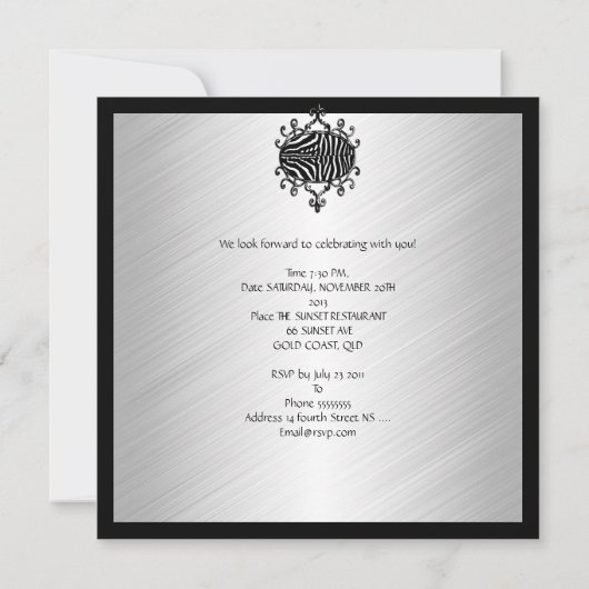 Elegant 30th Birthday Leopard Zebra Black White Kaart (Achterkant)