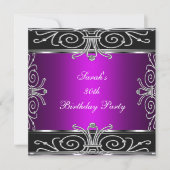 Elegant 30th Birthday Magenta Black Silver Kaart (Voorkant)
