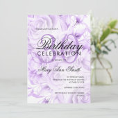 Elegant 30th Birthday Party Floral Paars Kaart (Staand voorkant)