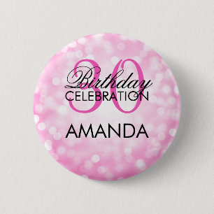 Elegant 30th Birthday Party Pink Glitter Lights Ronde Button 5,7 Cm