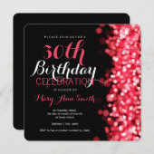 Elegant 30th Birthday Party Red Lights Kaart (Voorkant / Achterkant)