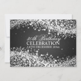 Elegant 30th Birthday Party Sparging Wave Black Kaart