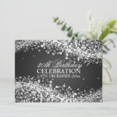 Elegant 30th Birthday Party Sparging Wave Black Kaart (Staand voorkant)