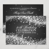 Elegant 30th Birthday Party Sparging Wave Black Kaart (Voorkant / Achterkant)
