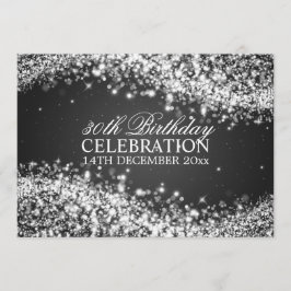 Elegant 30th Birthday Party Sparging Wave Black Kaart
