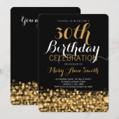 Elegant 30th Birthday Party Sparkles Gold Kaart (Voorkant / Achterkant)