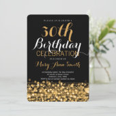 Elegant 30th Birthday Party Sparkles Gold Kaart (Staand voorkant)