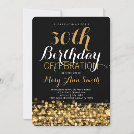 Elegant 30th Birthday Party Sparkles Gold Kaart