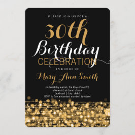 Elegant 30th Birthday Party Sparkles Gold Kaart