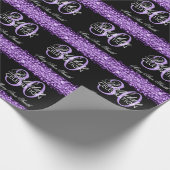 Elegant 30th Birthday Party Sparkles Paars Cadeaupapier (Hoek)