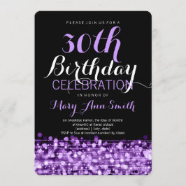 Elegant 30th Birthday Party Sparkles Paars Kaart