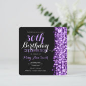 Elegant 30th Birthday Party Sparkles Paars Kaart (Staand voorkant)