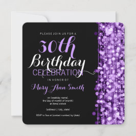 Elegant 30th Birthday Party Sparkles Paars Kaart