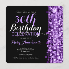 Elegant 30th Birthday Party Sparkles Paars Kaart