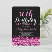 Elegant 30th Birthday Party Sparkles Pink Kaart (Staand voorkant)