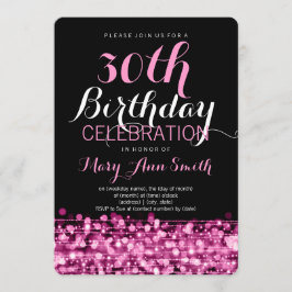 Elegant 30th Birthday Party Sparkles Pink Kaart