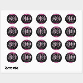 Elegant 30th Birthday Party Sparkles Pink Ronde Sticker (Vel)