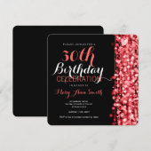 Elegant 30th Birthday Party Sparkles Red Kaart (Voorkant / Achterkant)